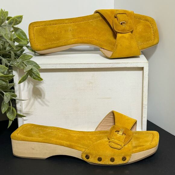 Veronica Beard Clog Sandals in Saffron Suede, Size 8 - Picture 5 of 14